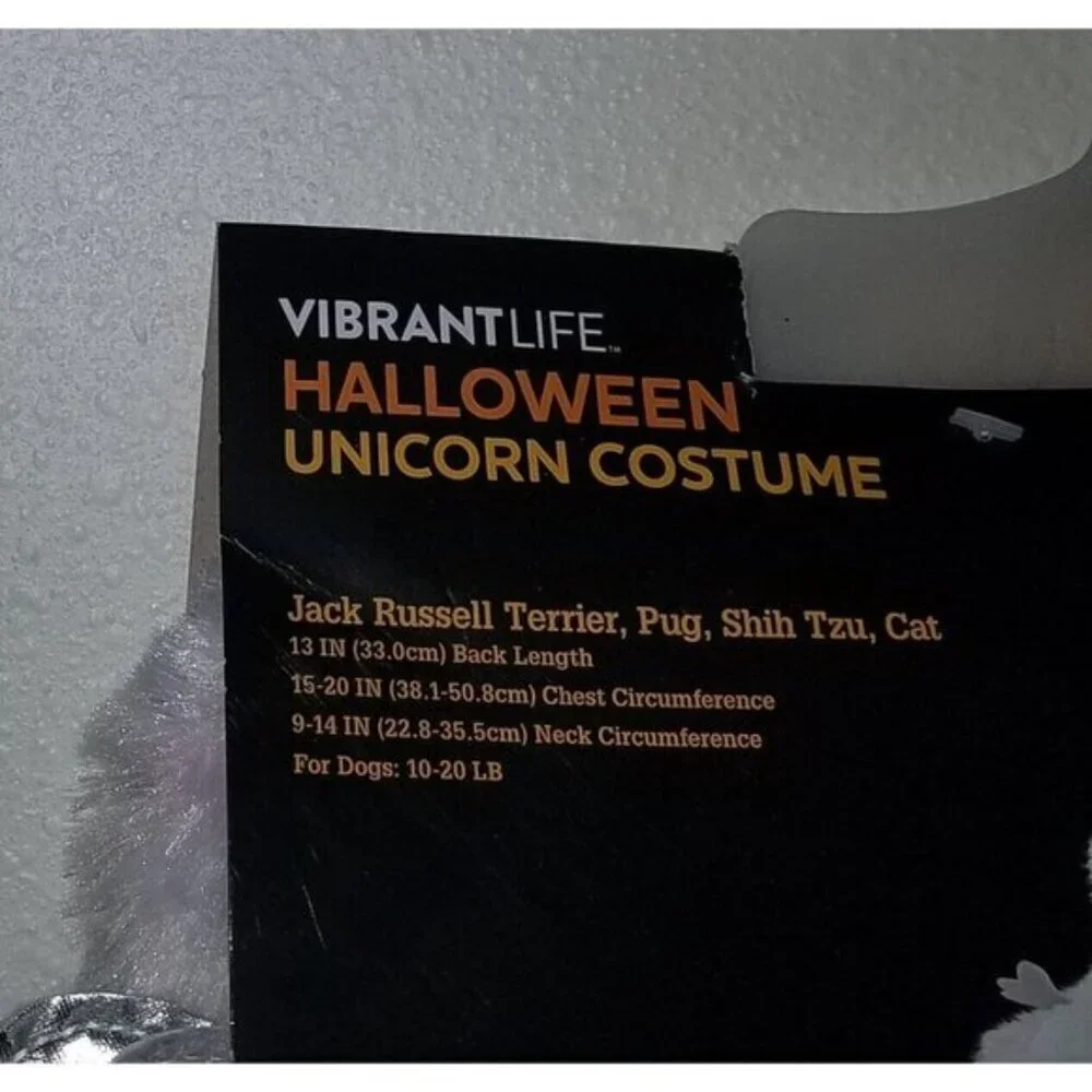 NEW Unicorn Costume 1pc Pet Size Small Cat Dog (10-20 lb) Halloween Vibrant Life